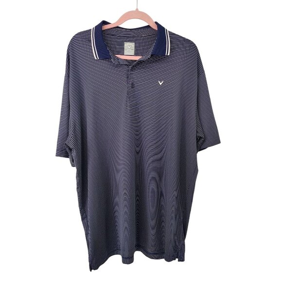 Callaway Opti- Dri Men's Navy and White Striped Performance Golf Polo Size XL - Picture 1 of 3